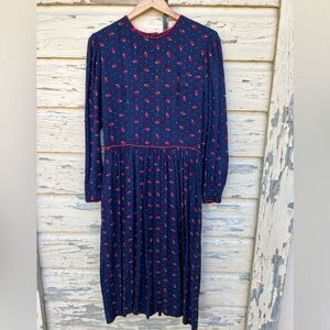 Vintage Lanz 80s Ditsy Floral Print Polkadot Cottagecore Midi Dress USA 14